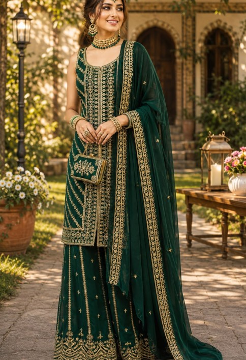 Fab Green Georgette Readymade Salwar Suit